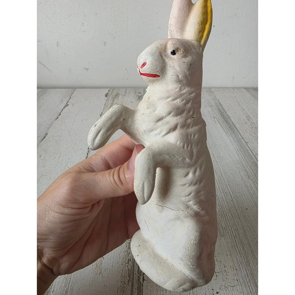 Antique Germany paper mache Easter AS IS bunny rabbit statue figurine decor